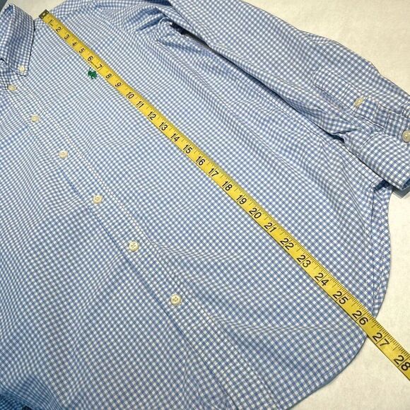 Ralph Lauren Boys Button Front Shirt Sz Large 14-16 Blue White Checked Plaid Lon - Picture 6 of 6
